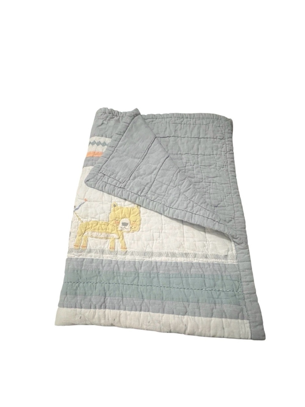 Pottery Barn Kids Little Lion Organic Quilted Crib Quilt Blanket